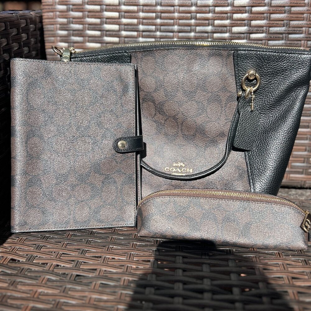 Kacey Satchel Bag In Signature Canvas w/matching Notebook and Pencil Case C6230